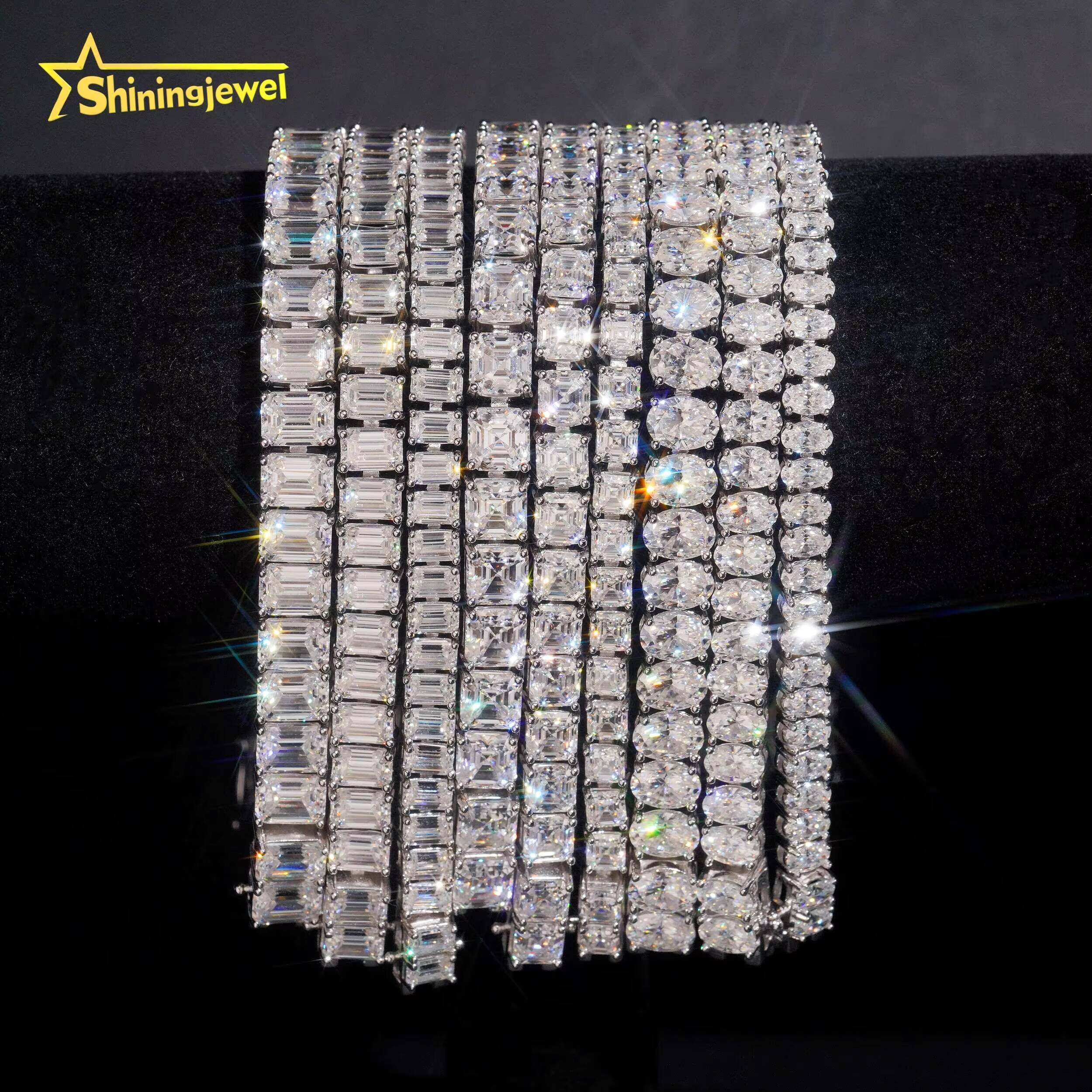 Iced Out Bracelet Men Luxury Hip Hop Fancy Cut Moissanite Bracelet Collection Fine Jewelry 925 Silver Tennis Bracelet Daily Wear