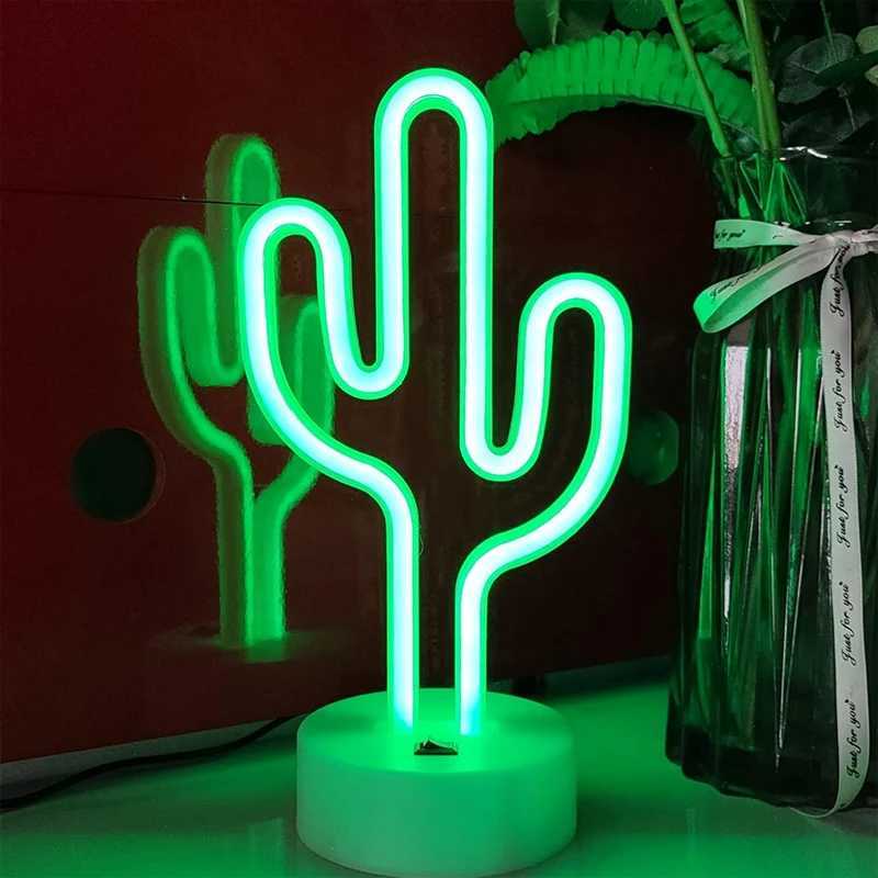 ute tsactus Neon Sign Lights Battery USB Powered LED Table Lamp for Party Birthday Gift Living Room Camping Summer Home Decor XJ250725
