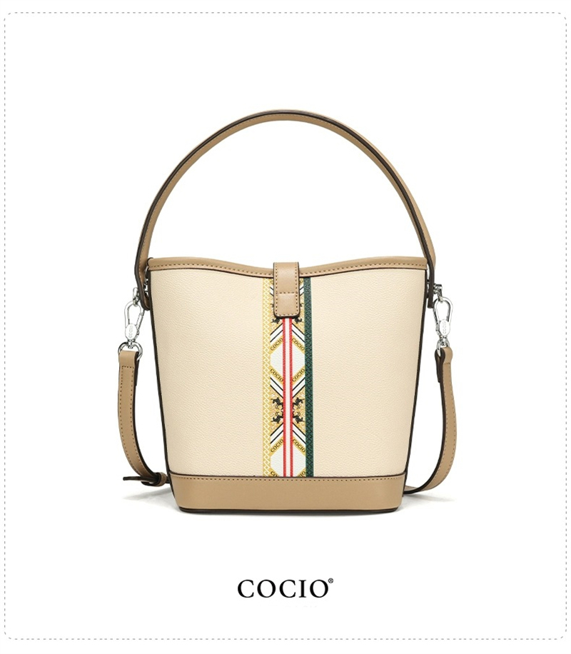 COCIO designer bag New light luxury leather bucket bag simple and versatile fashion handbag