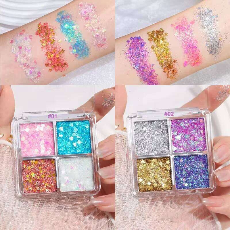 Four-color eyeshadow pearl pink sheet mini sequin elf realm eye shadow palette fine glitter makeup flash
