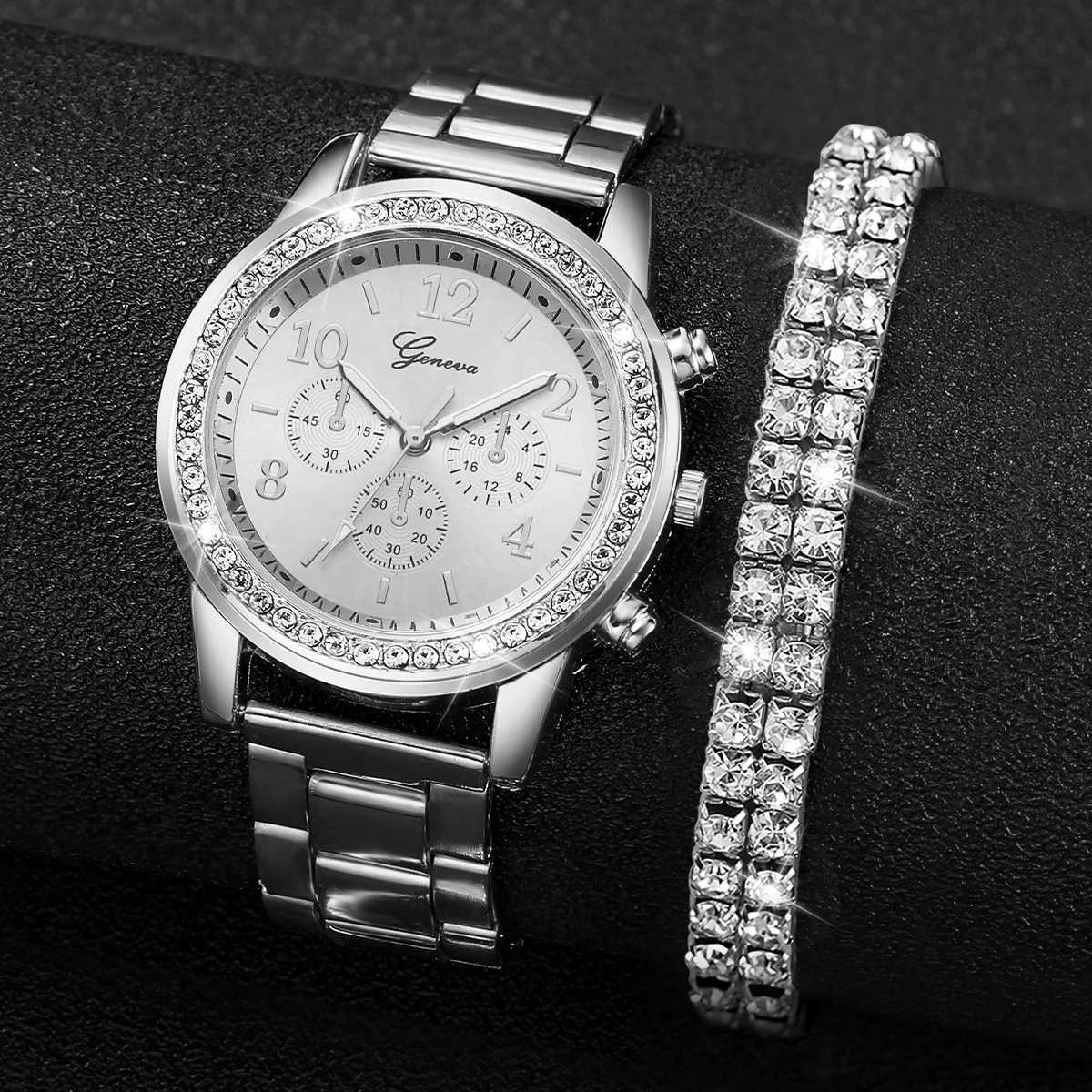 Fashion Wen Stainless Steel Silver Color Quartz Watch with Diamond Bracelet X250726
