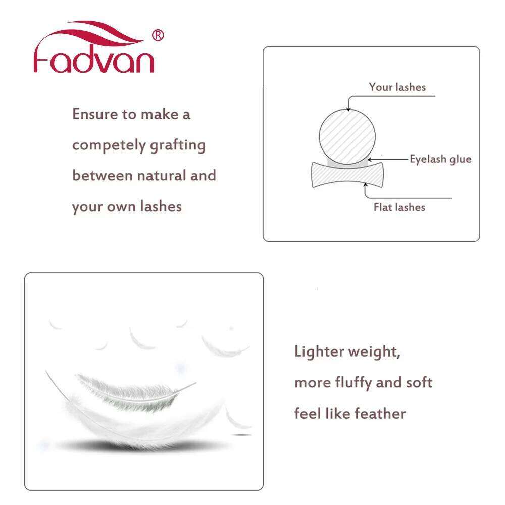 Fadvan Ellipse Flat Eyelash 0.15/0.20 Silk ic Individual Lashes Extension Natural Faux Mink Eyelashes Wire Matte Black X250725