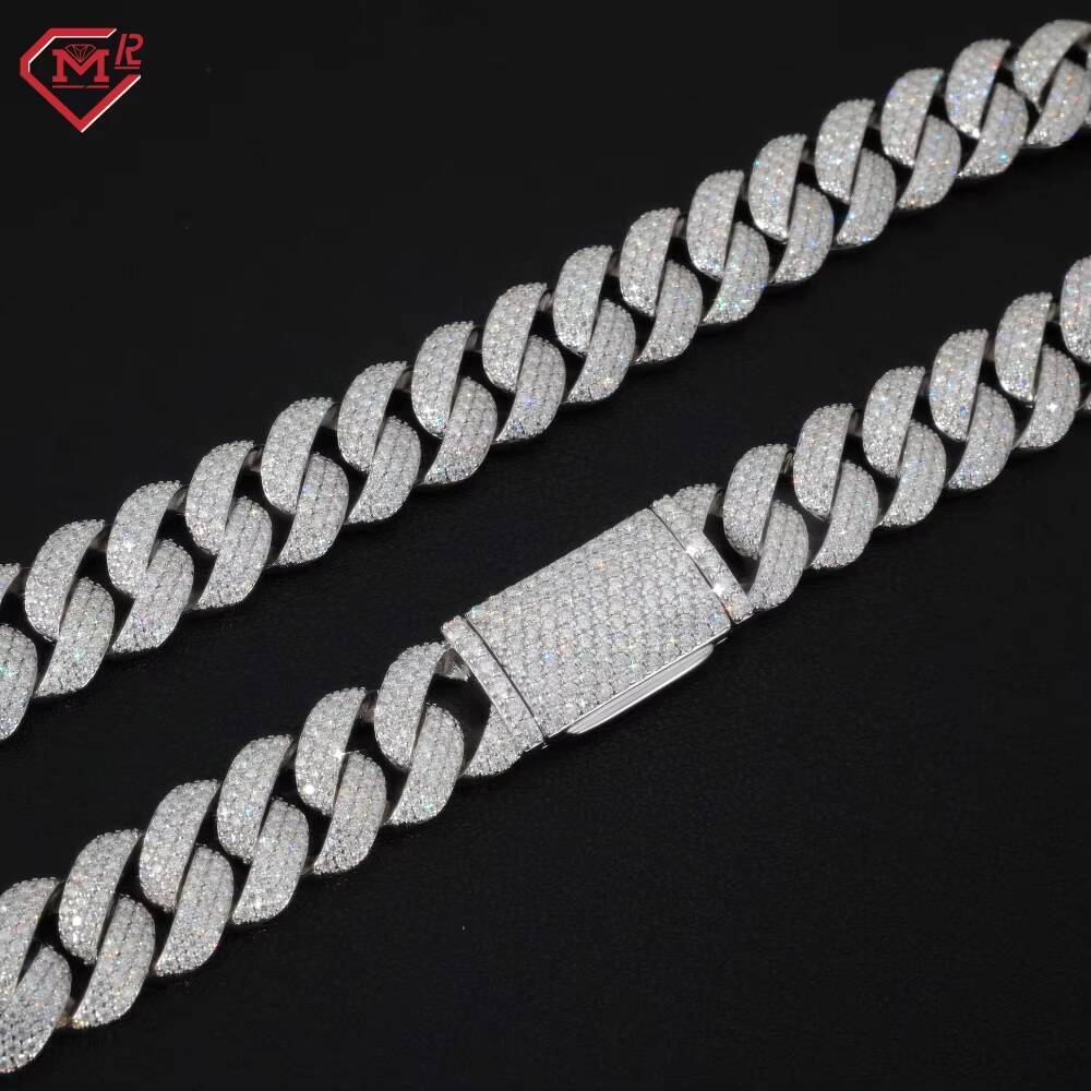 Free Shipping 22MM Moissanite Cuban Chain Necklaces Hiphop Jewelry 925 Silver Miami Cuban Link Chain