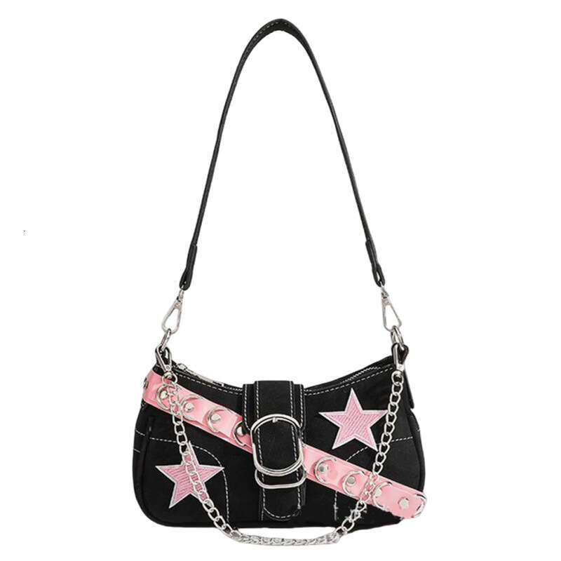 Niche Pink Belt Chain New Star Baguette Shoulder Y2K Millennium Style Hot Girl Underarm Bag for Women