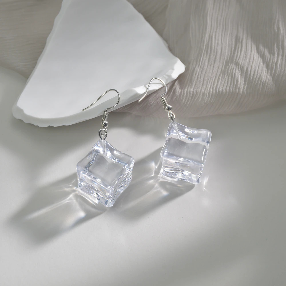 Geometric Transparent Acrylic Fun Ice Cube Big Earrings Fashion Exaggerated Irregular Womens Jewelry 250715