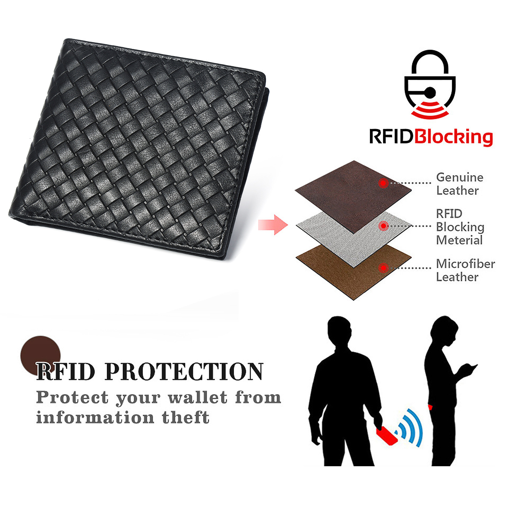 Free Shipping Designer Luxury Men's Genuine Leather Short Wallet RFID Anti-magnetic Anti-theft Multi-card Slots Cowhide Woven Pattern Coin Purse 