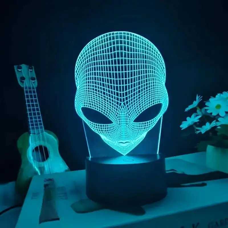 1pc Martians 3D Night Light 3D Optical Illusion Lamp With Touch 7-Color Changing Ambient Light For Bedroom XJ250725