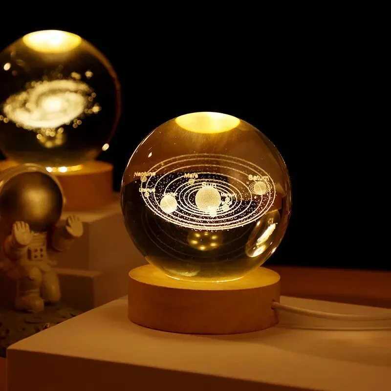 Gift Festival USB LED Night Light Galaxy Crystal Ball Lamp 3D Planet Moon Lamp Home DecorationXJ250725