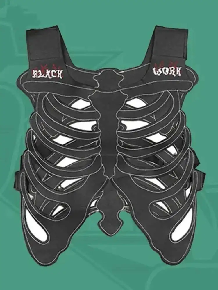 HKSH Mens Dark Niche n Skull Hollow Skeleton Vest Women High Street 3D Waistcoat PU Leather Outwear Tank Tops HK0606 250725