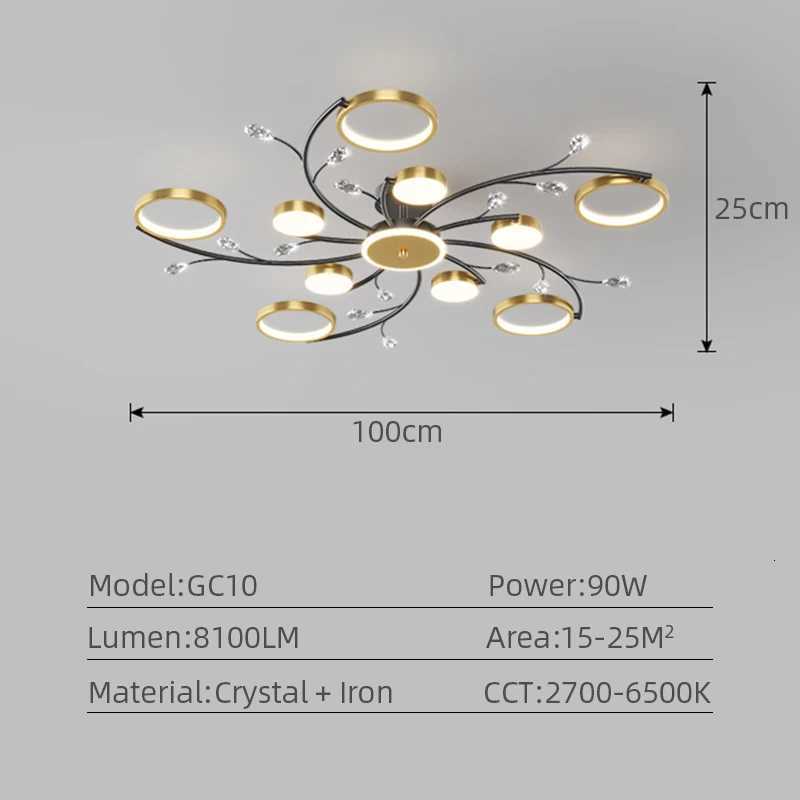 9 Crystal Chandelier Nordic Modern Living Room Dining Room Bedroom Study Ceiling Decorative Light Dimmable A85~265V XJ250725
