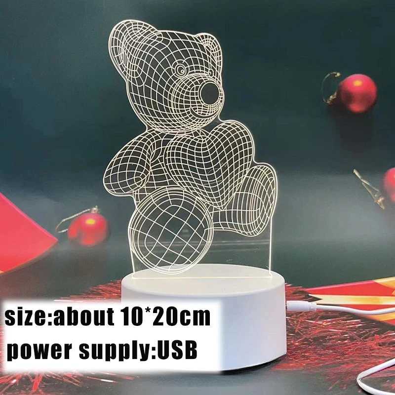 3D Creative Bear Lamp Acrylic USB LED Night Lights Lamp Xmas Christmas Decorations for Home Bedroom Birthday Decor Wedding Gifts XJ250725