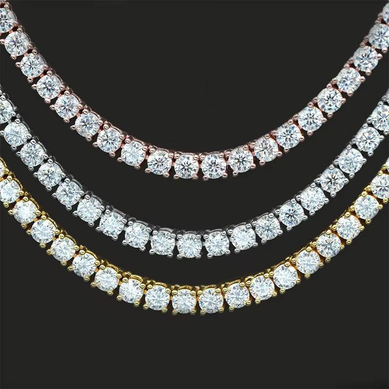Full Size S925 Sterling Silver Necklace VVS Moissanite Diamonds Iced Out Tennis Bracelet Factory Tennis Chains Necklace