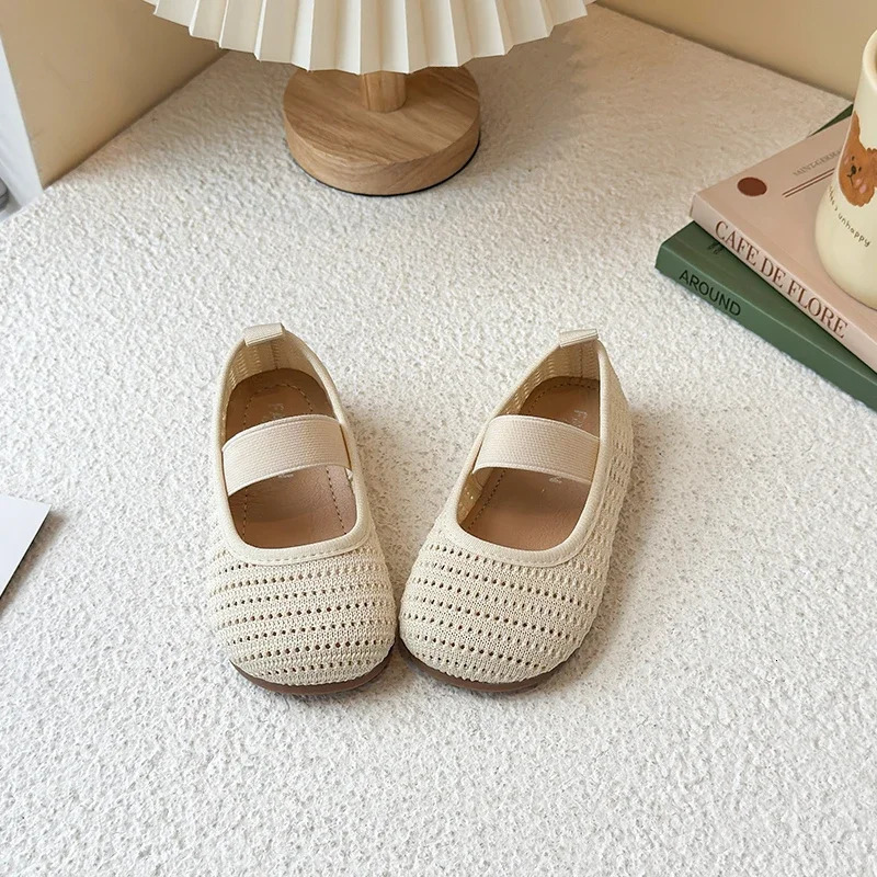 Girls Flat Shoes Slipon Soft Sole Kids Weave Breathable Hollowedout Summer Children Casual Solid Color 250725