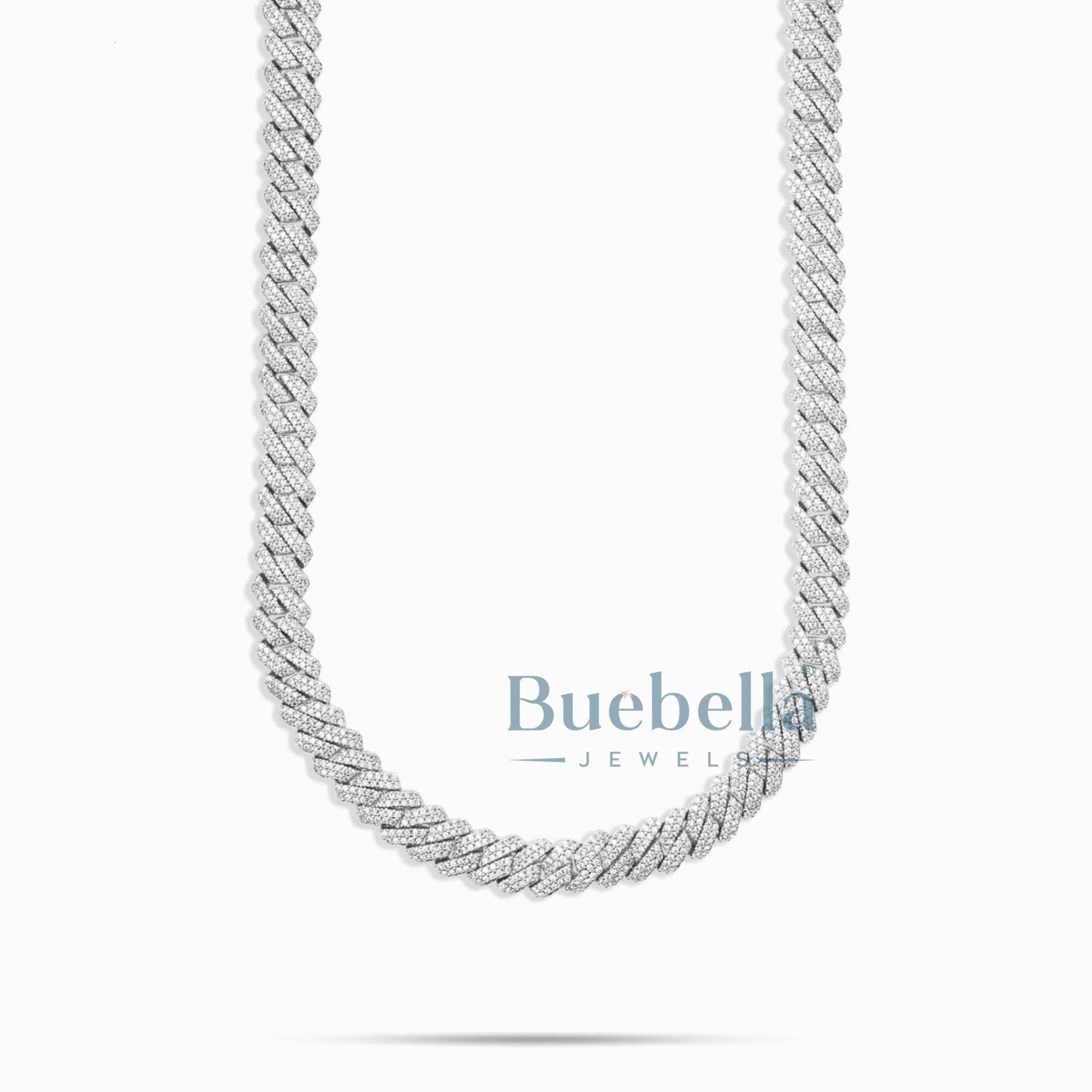 Wholesale 8MM Moissanite Cuban Link Chain Necklace Men Hip Hop Iced Out Vvs Diamond 925 Silver Cuban neckless