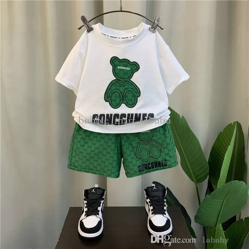 New Kids Tracksuit Summer Baby Designer Clothes Sweatsuit Two Piece Set Short Sleeve T-shirt And Shorts Handsome Children Clothing Boys 2PCS Sets Casual Suit