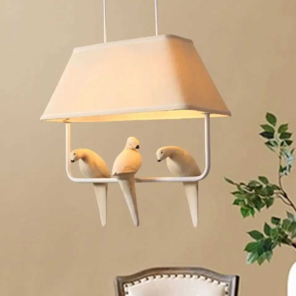 Simple 3 4 Heads Bird Cloth Chandelier Creative Pendant Lights Hanging Lamps Ceiling Light Study Dining Room Birdcage Home Decor XJ250725