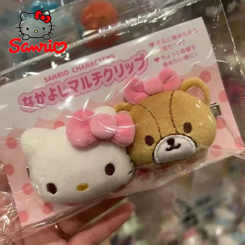 Sanrio 2pcs Sanrio Hello Kitty Plush Hairpin Anime My Melody Hair Clip Sweet Girls Cartoon Cute BB Hairpins Hair Accessories for Womenw250726