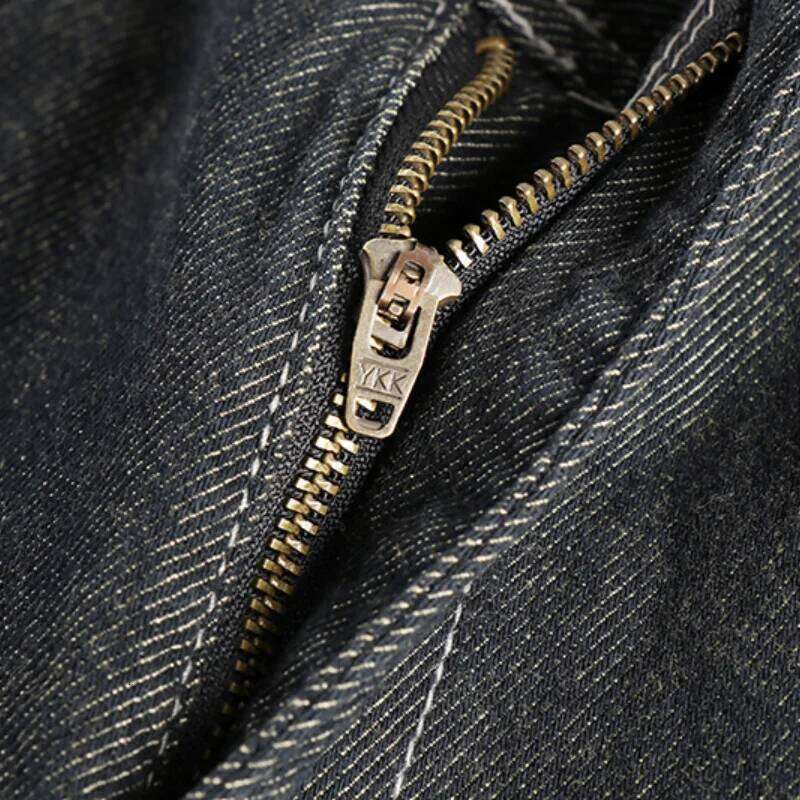 Embroidery Craft Black Wash Retro American Trend Jeans Men Slim Straight Leg Four Seasons Matching Pants