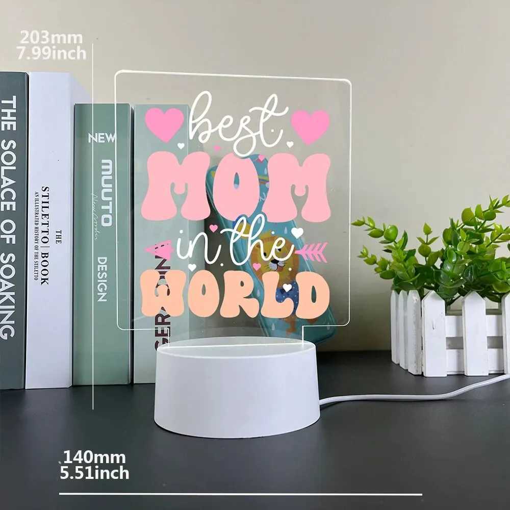 Colorful Print Text Acrylic LED Light For Mom Night Lamp Table Birthday Gift Bedroom Bedside Lamp Mothers Day Gift XJ250725