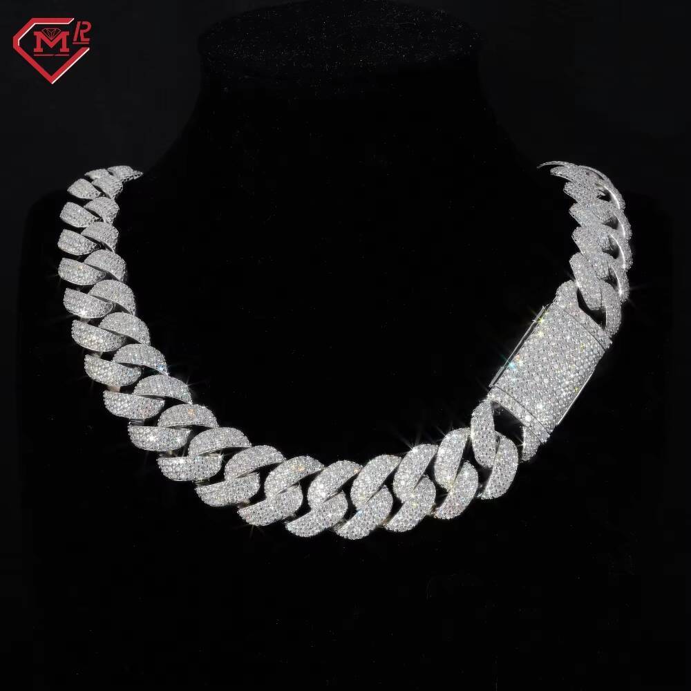 Stock 20MM Miami Moissanite Cuban Chain Hiphop Iced Out Jewelry 925 Silver Cuban Link Chain
