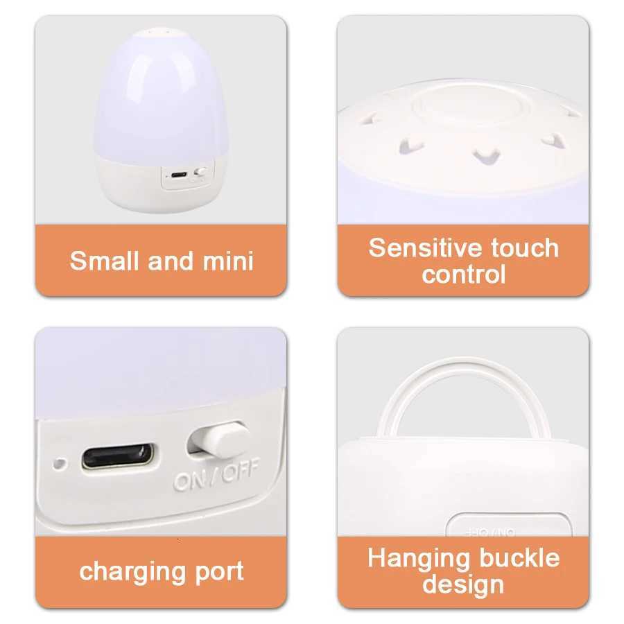 3-Color USB LED Lantern Charger Touch Night Lamp Table Lamp Bedroom Portable Bedside Atmosphere Light Reading Lamp for Kid Gift XJ250725