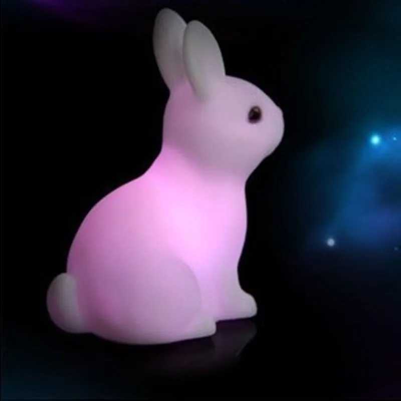 Colorful Rabbit Night Lights for Children Baby Gifts Cartoon Cute Animal Bunny Lamp Christmas Decoration Kids Birthday Gift XJ250725