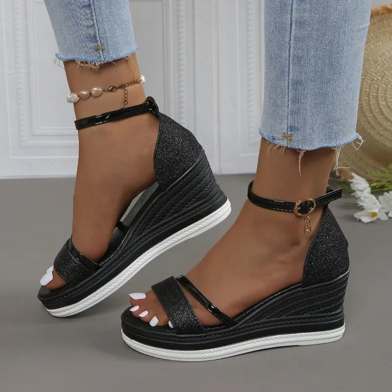 2024 Summer Women Wedges Sandals Fashion Solid Color Shoes for Women High Heels Platform Sandals Zapatos De Mujer 250725
