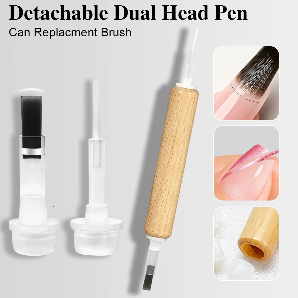 1SET Disposable Nail Polish Brush With Double Head Pen Can Replacement Head Brush Nail Brush Liquid Applicators Manicure Tools 250716