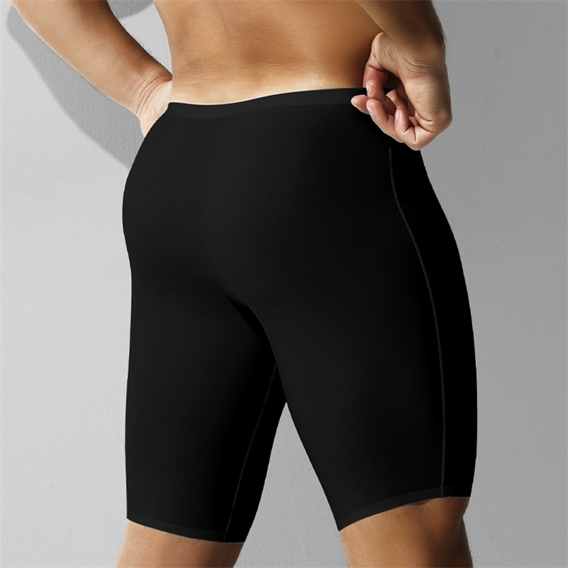 Mens Ice Silk Underwear Sports Summer Thin Boxer Briefs Extended AntiWear Legs Traceless Running QuickDrying B 250725