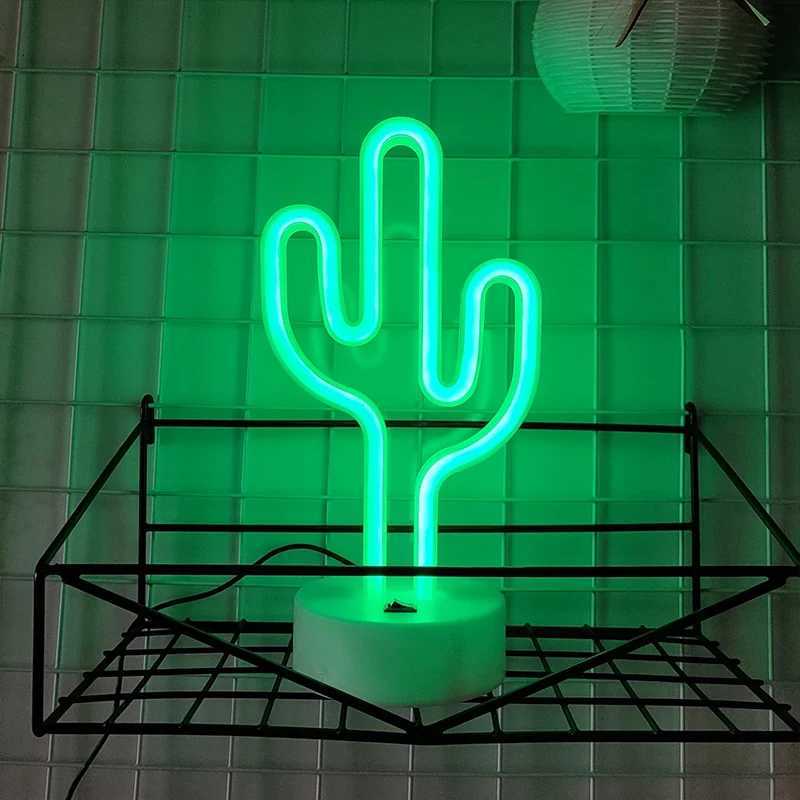 ute tsactus Neon Sign Lights Battery USB Powered LED Table Lamp for Party Birthday Gift Living Room Camping Summer Home Decor XJ250725