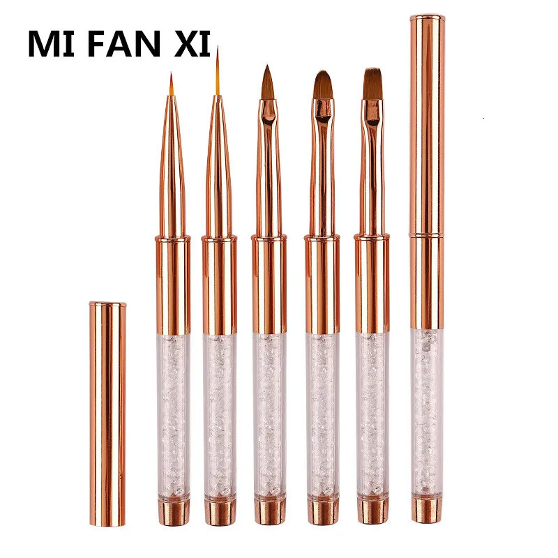 5Style Nail Art Acrylic UV Gel Extension Builder Rhinestone Painting Brush Lines Liner Pattern Drawing Pen Manicure Tool 250716