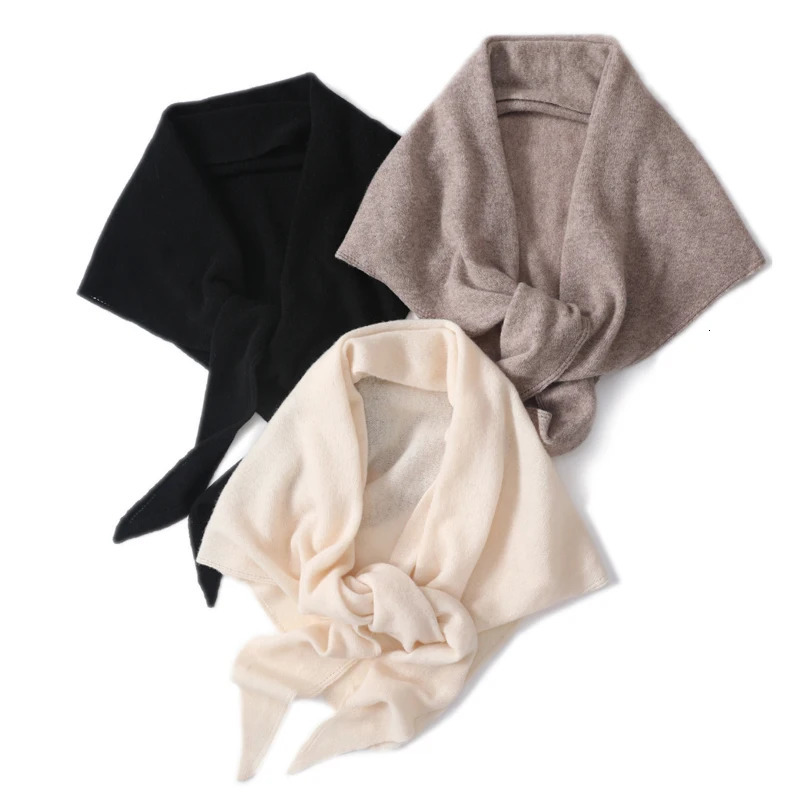 100% Wool Large Triangle Scarf Shawl for Women Winter Autumn Soft Warm Cashmere Knitted Cape Poncho Korean Fashion Scarves 250724