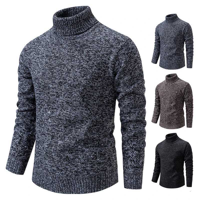Sweater Mens Autumn Winter New Trend Slim Wool Thin Velvet Turtleneck Knit Bottoming Shirt Male Clothing Z250725