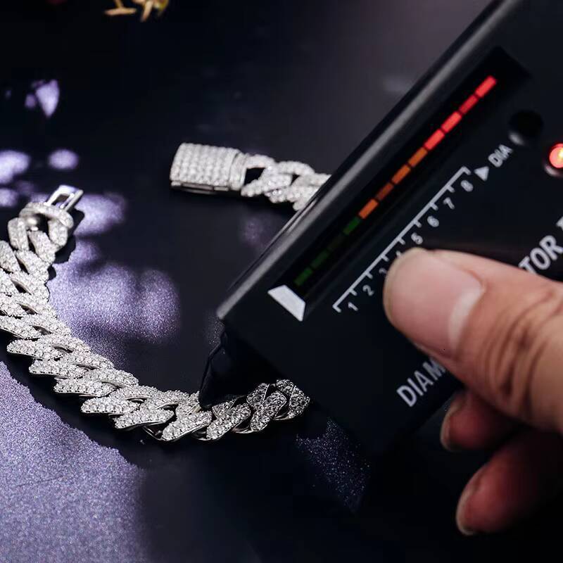 Wholesale Custom 6 8 10 12 15MM 925 Silver Cuban Link Chain Hip Hop Jewelry Iced Out Moissanite Cuban Chain Diamond Necklace