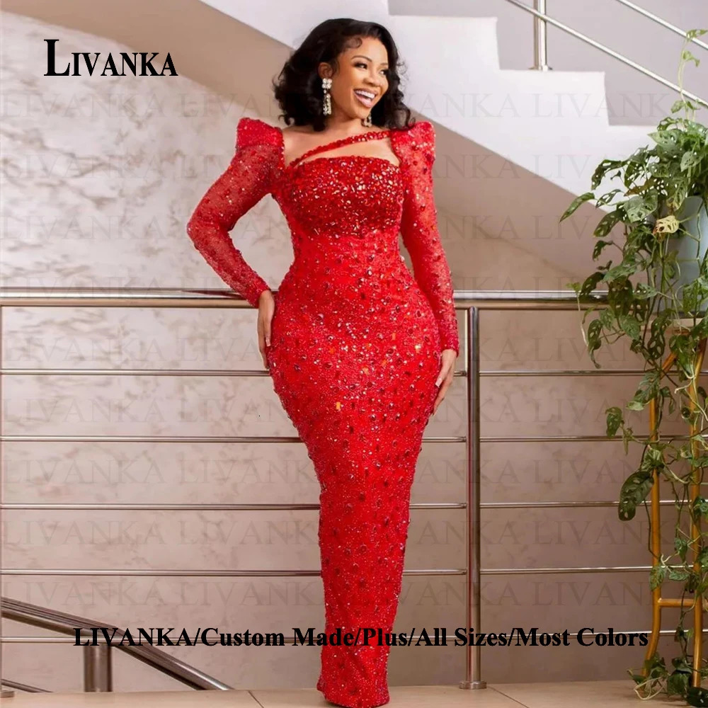 LIVANKA Classic s Celebrity Dress Square Collar Full Sleeves Formal Gown Vestido De Noche Customized Plus Size 250725