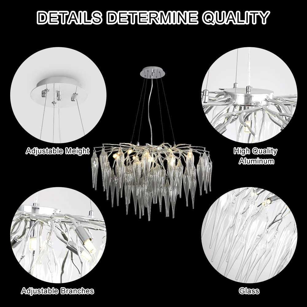 Modern Gold Crystal Chandelier Ceiling for Living Room Decor Bedroom Hotel Lobby Silver Hanging Branch Pendant Light FixtureXJ250725