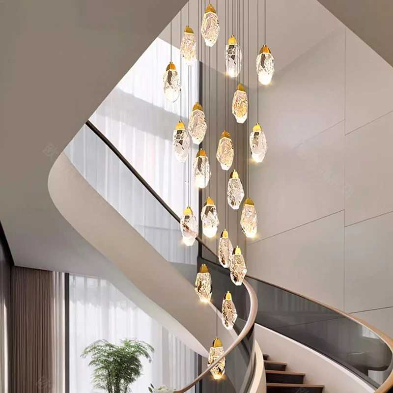 Modern Home Decoration Crystal Chandelier Stair Pendant Lamp Living Room Pendant Lights Interior LightingXJ250725