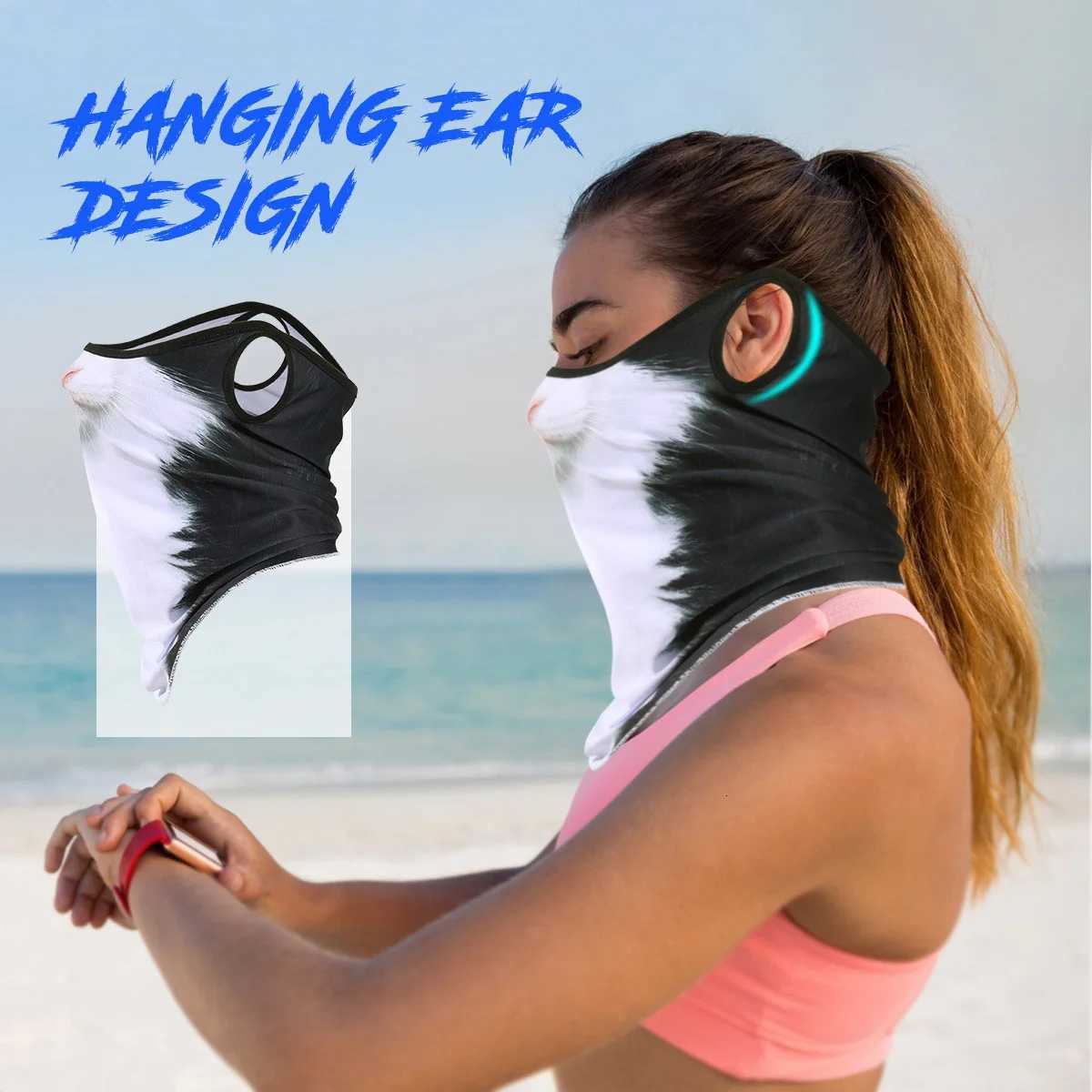 3D Animals Magic Scarf Bandana Breathable Neck Warmer Gaiter Hanging Ear Outdoor Sports Triangle Face Mask Neckerchief Summer Z250725