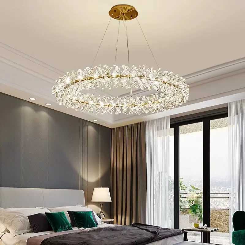 New Crystal Flower Ceiling Chandelier Led Luxury Indoor Light Home Decoration for Living Room Master Bedroom Restaurant G4 BulbXJ250725