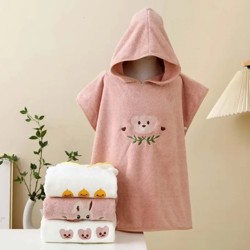 Baby Bathrobe Hooded Towel Soft Coral Velvet Child Bath Cloak Cute Warm Blanket Toddler Sleeping Swaddle Wrap 250725