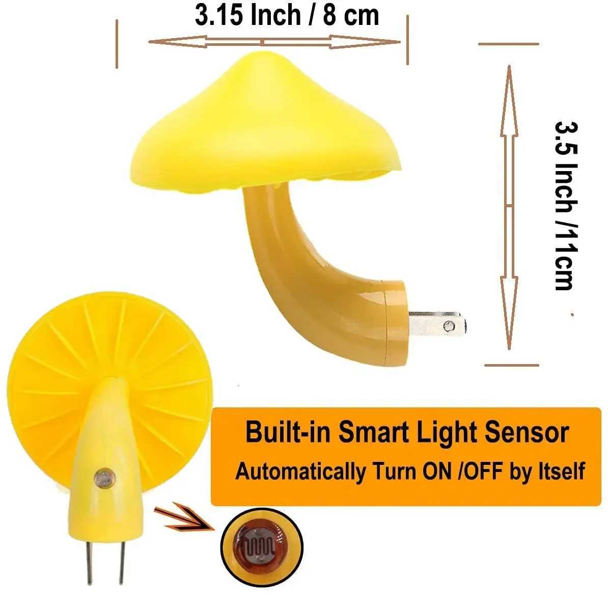 Light Sensor LED Night Light for Adults Kids NightLight Cute Mushroom Night Light Plug-in Wall Lamps for Bedroom Bathroom Toilet XJ250725