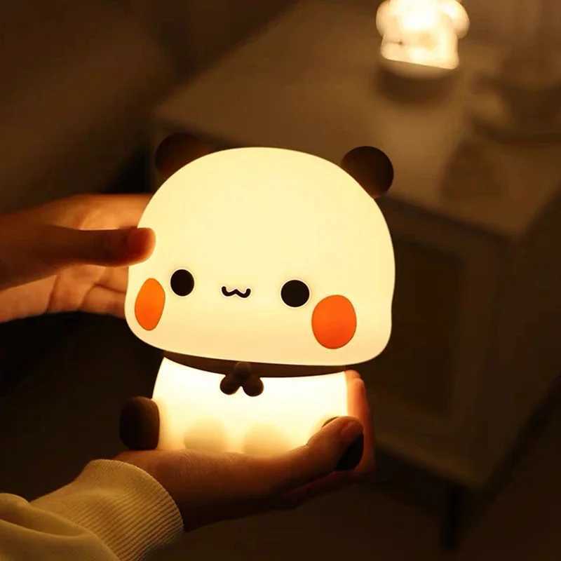 Panda Pat LED Night Light Bubu And Dudu Cute Animal Cartoon Lamp for Kids Bedside Bedroom Living Room Decorative Kawaii Bear Gi XJ250725