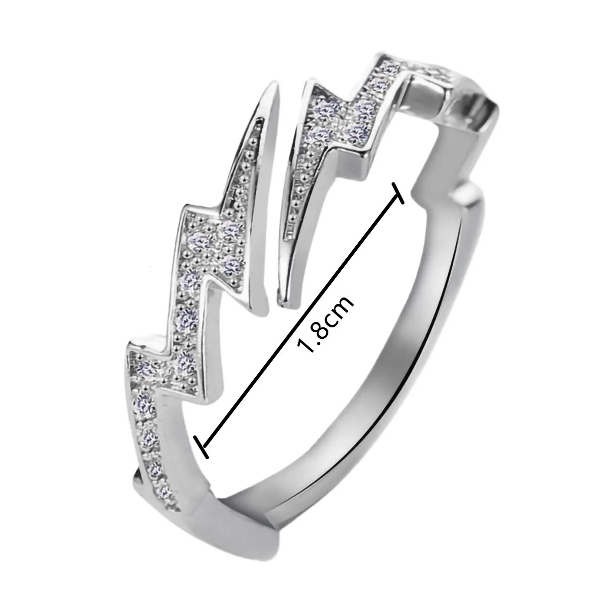 Punk Hip hop Silver Color Zircon Lightning Open Rings for Men Fashion Jewelry Gift Creative Adjustable Ring 250716
