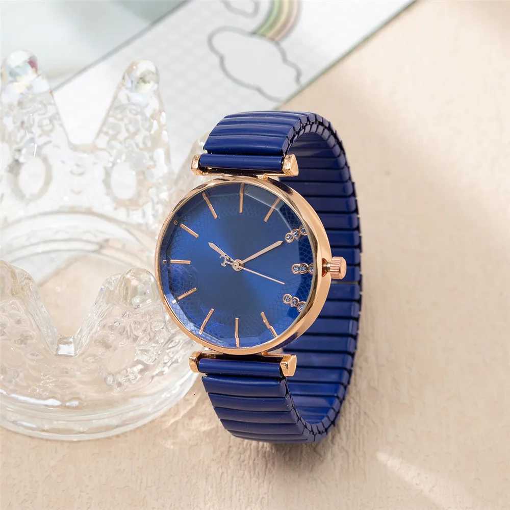 Luxury Treasure Blue Simple Crystal Ladies Quartz Watch Casual Stainless Steel Stretch Strap Fashion Wen Dress Clock Watches X250726