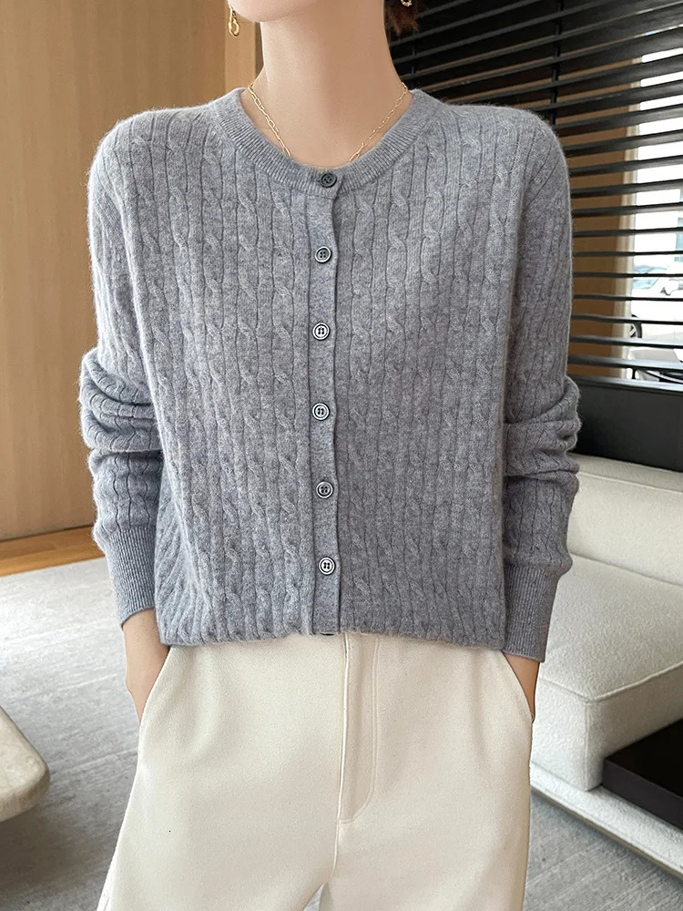 Early Autumn Boutique Knit Cardigan Round Neck Thin Casual Fashion Loose Comfortable Long Sleeve Cardigan For Women-ZD3001 250725