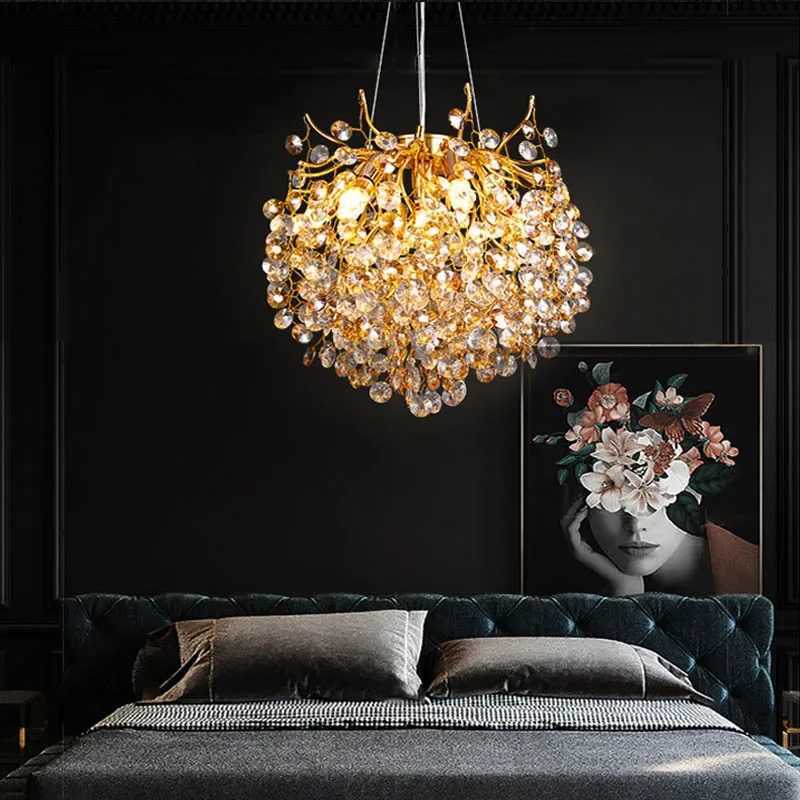 Modern Villa Dining Living Room Ceiling Chandelier Luxury Interior Decoration Crystal Pendant Lamp Gold Silver Lighting FixturesXJ250725