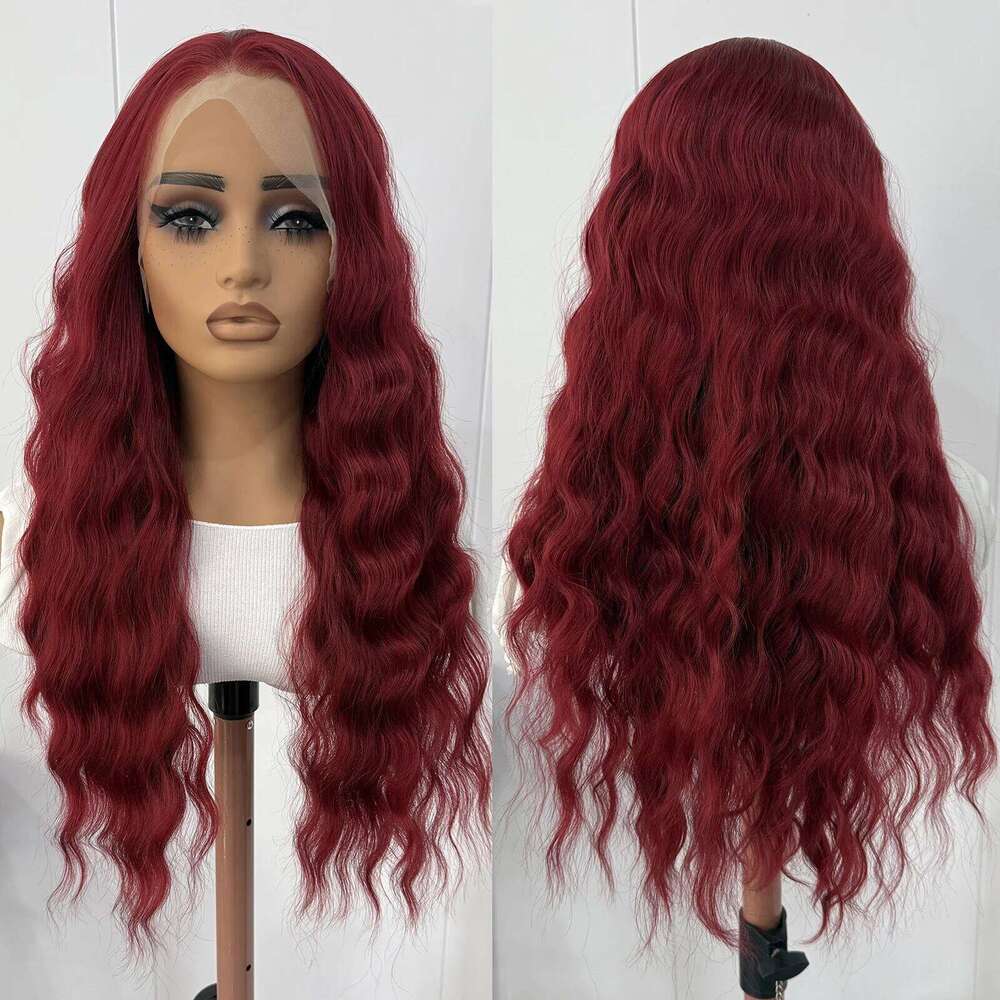 13x4 Bury Wig Long Deep Wave Synthetic Lace Front Wigs for Women Glueless Natural Hairline Daily Use Cosplay Party