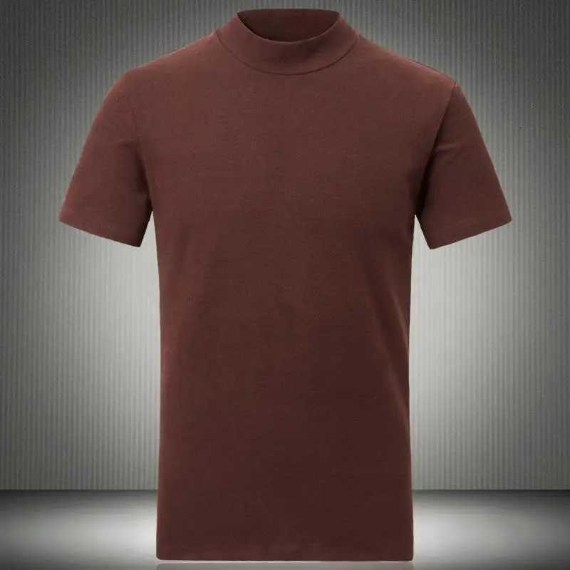 Fall Spring Fashionable Stretch Mens TurtleneCK Short Sleeve Tee Soft Comfortable Menwear General T-Shirt for Men Z250725