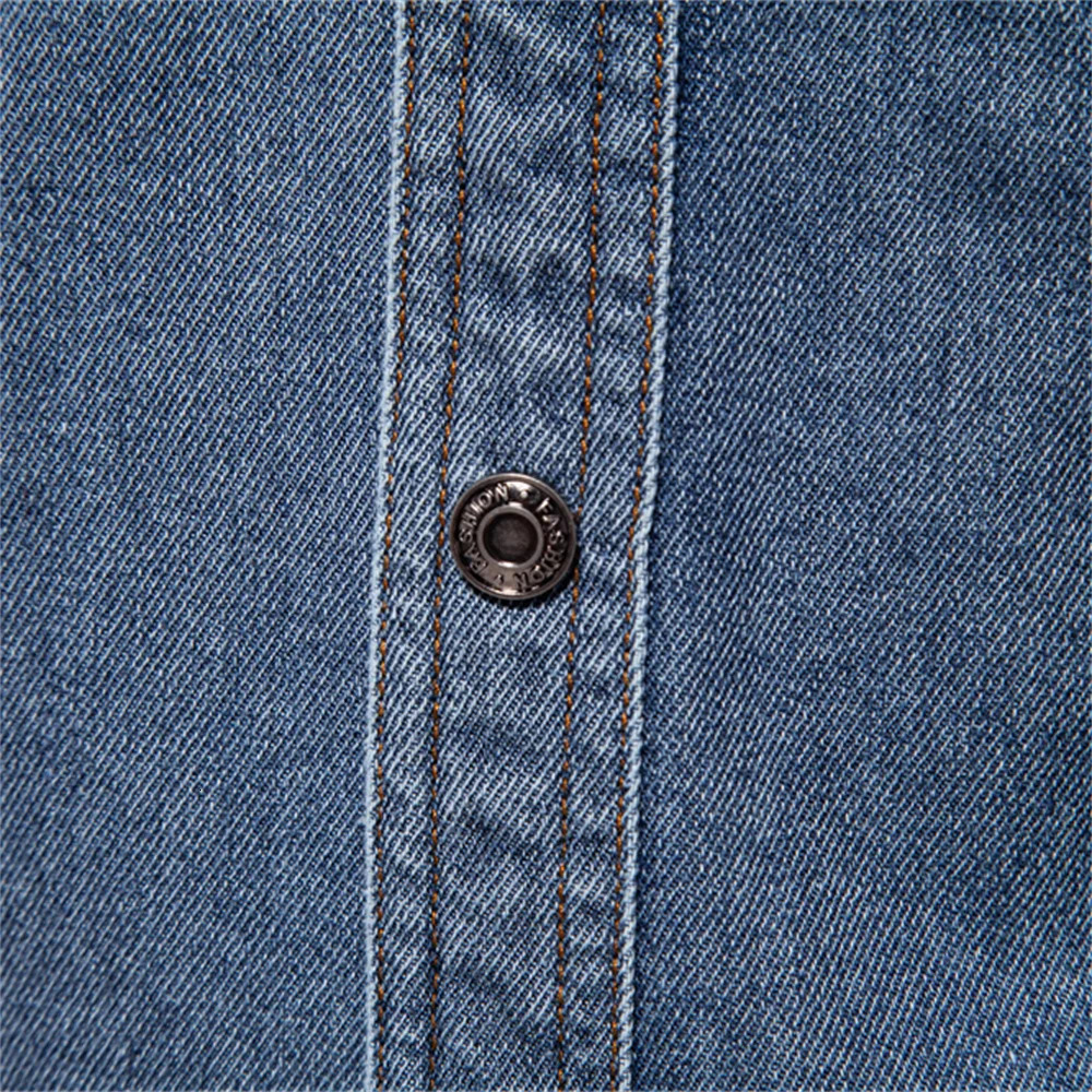 AIOPESON Mens 100 Cotton Denim Shirts Double Pocket Casual Cowboy Long Sleeve Autumn Jeans for Men 250725