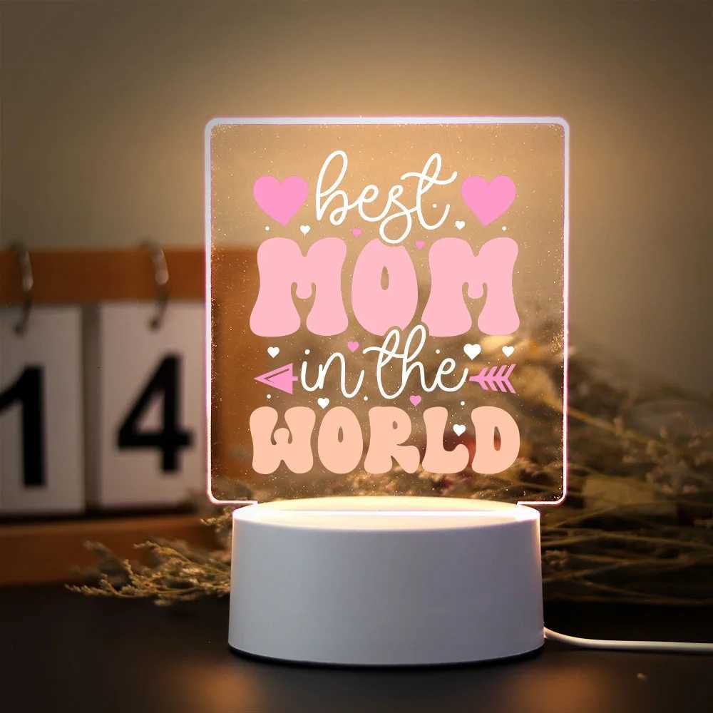 Colorful Print Text Acrylic LED Light For Mom Night Lamp Table Birthday Gift Bedroom Bedside Lamp Mothers Day Gift XJ250725